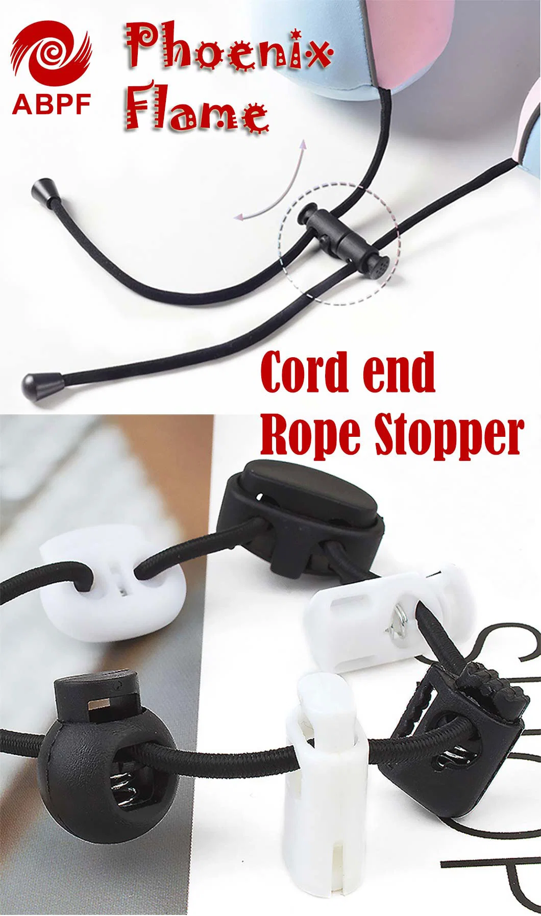 Factory Custom Cord Locks End Spring Stop Toggle Stoppers Plastic Spring Fastener Cord Lock for Hoodies Drawstring Cord