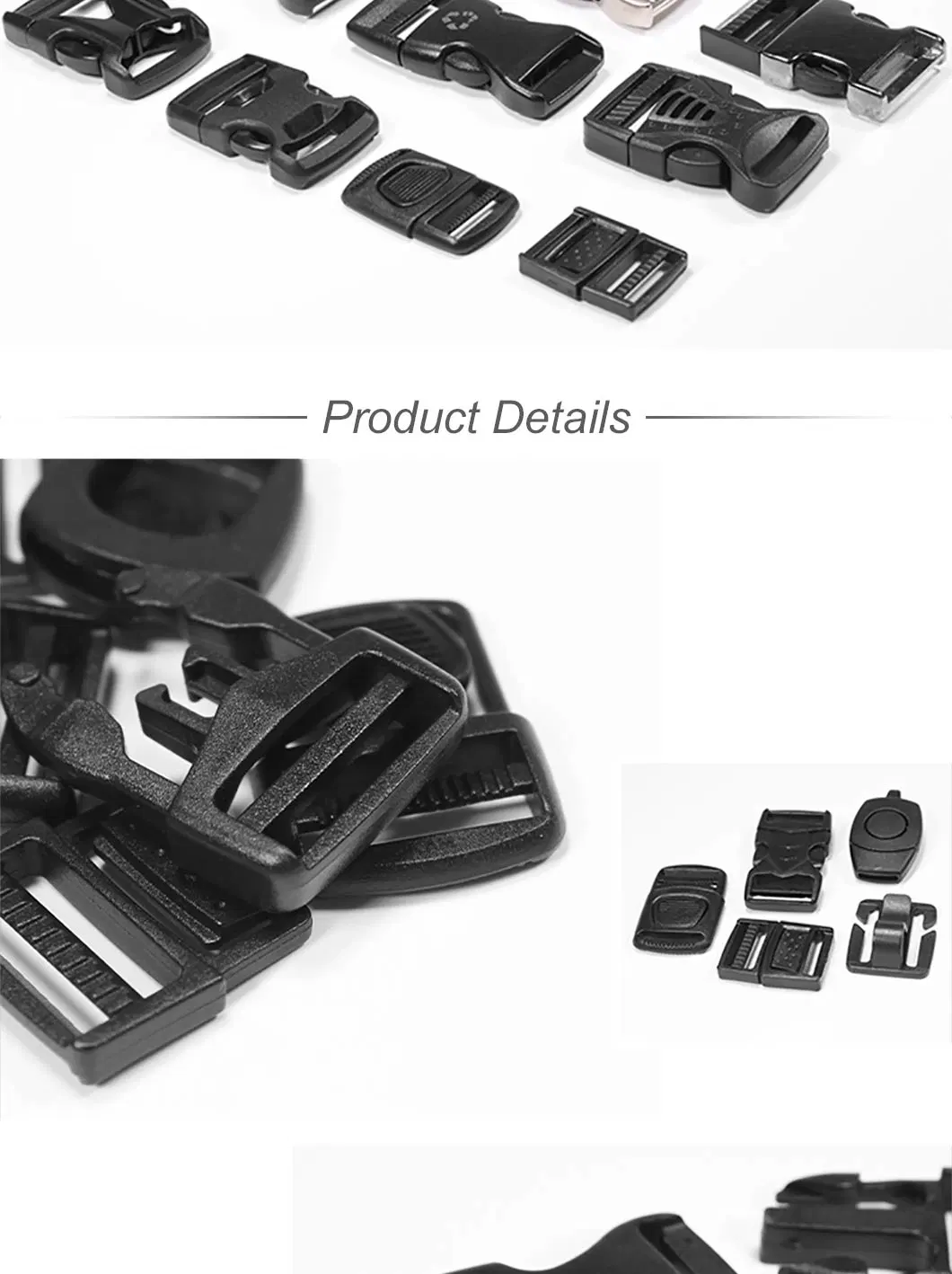 Factory Custom Logo Black POM Plastic Bag Strap Ladder Adjuster High Quality Cam Buckle