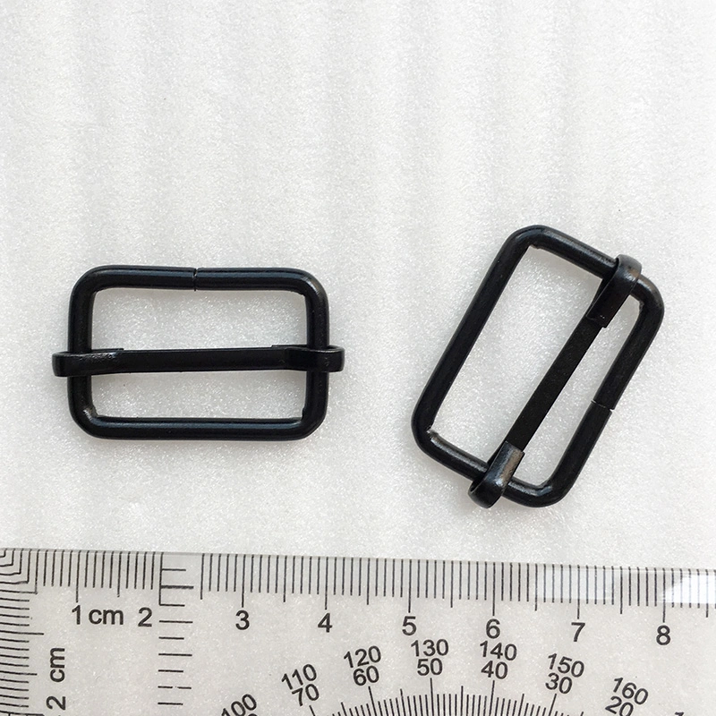 Black Metal Rectangle Tri-Glides Roller Pin Buckles Slider Bag Accessories