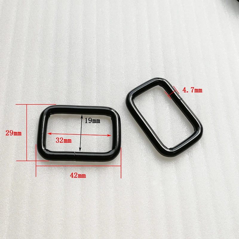 Black Metal Rectangle Tri-Glides Roller Pin Buckles Slider Bag Accessories