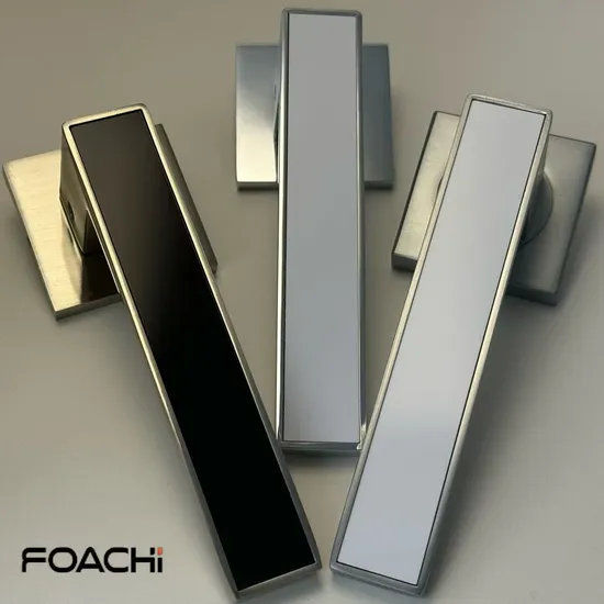 White or Black Plastic Sheet with Aluminum Rosette Door Handle 