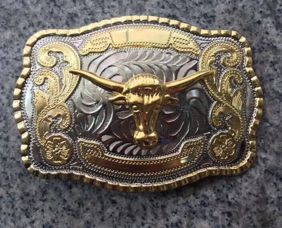 Western Glide Belt Buckle Alloy Slider Adjuster Shoulder Zinc Alloy Strap Buckles Silver Gold Bull Horn Belt Buckle 