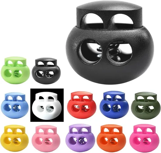 Assorted Colors Plastic Spring Cord Lock for Drawstring Replacement, Elastic Shoeslace Locks Toggles Stopper Gloves Sweatpant String Paracord Lock Shoe Lace 