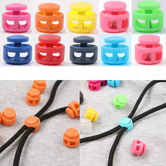 Factory Supply Colored Plastic Spring Cord Lock Toggle Stoppers for Drawstrings Bags Shoelaces Backpacks 